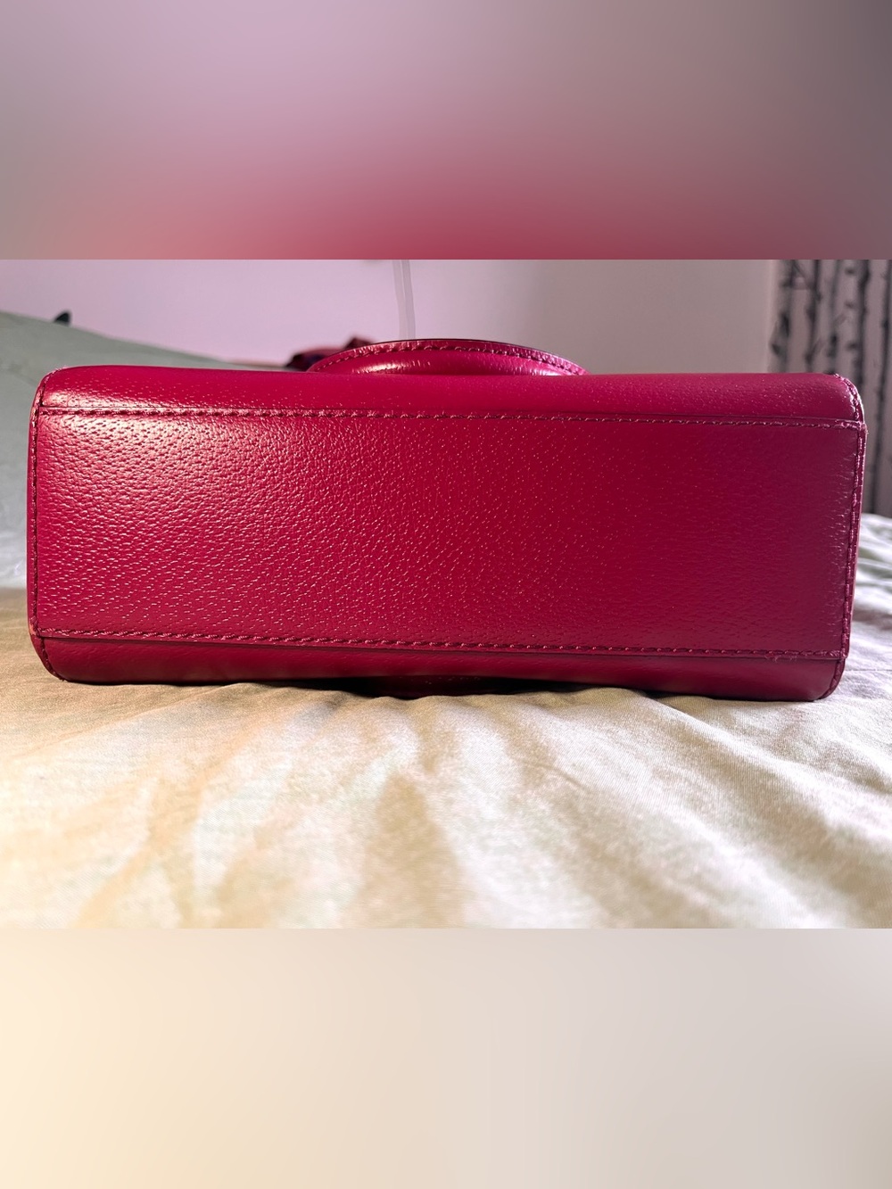Kate Spade Fuchsia Pebbled Leather Satchel Crossbody Bag Small - Picture 4 of 11